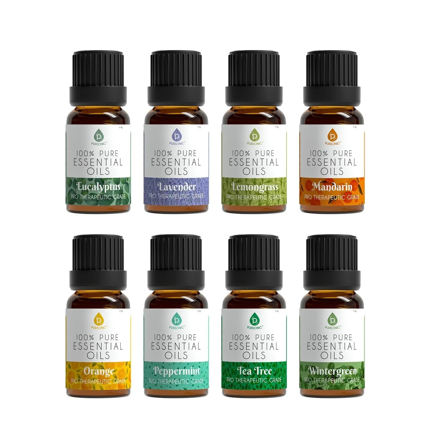 8 pack of 100% Pure Essential Aromatherapy Oils by Pursonic - Image 2