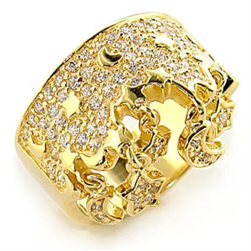 8X014 - Gold 925 Sterling Silver Ring with AAA Grade CZ in Clear - Image 2
