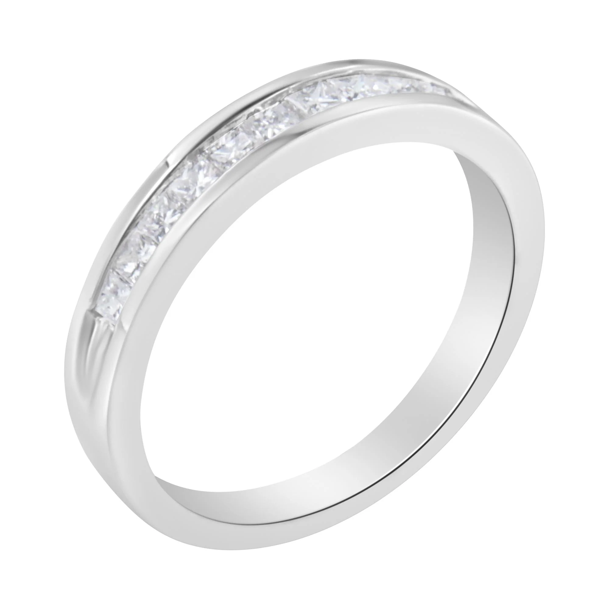.925 Sterling Silver 1/2 Cttw Princess-Cut Diamond Channel-Set Half-Eternity Wedding or Anniversary Band Ring (H-I Color, I2 Clarity) by Infinite Jewels - Image 3