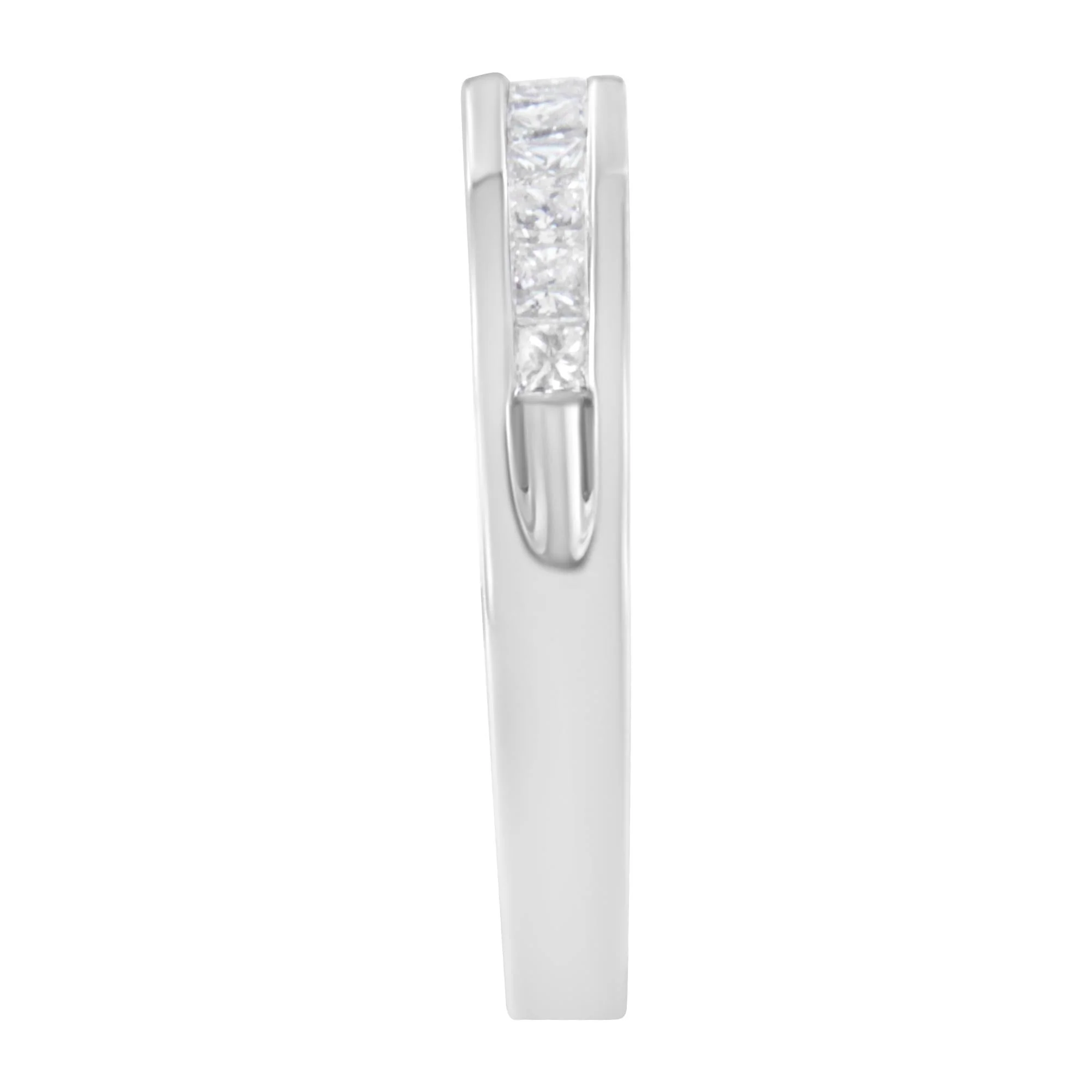 .925 Sterling Silver 1/2 Cttw Princess-Cut Diamond Channel-Set Half-Eternity Wedding or Anniversary Band Ring (H-I Color, I2 Clarity) by Infinite Jewels - Image 4