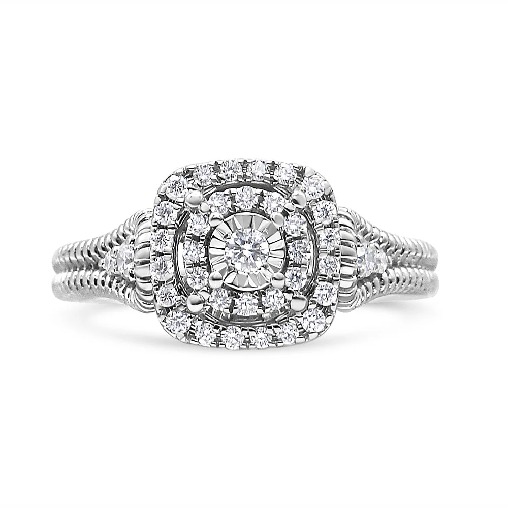 .925 Sterling Silver 1/3 Cttw Miracle Set Round-Cut Diamond Cocktail Ring (H-I Color, I1-I2 Clarity) by Infinite Jewels - Image 2