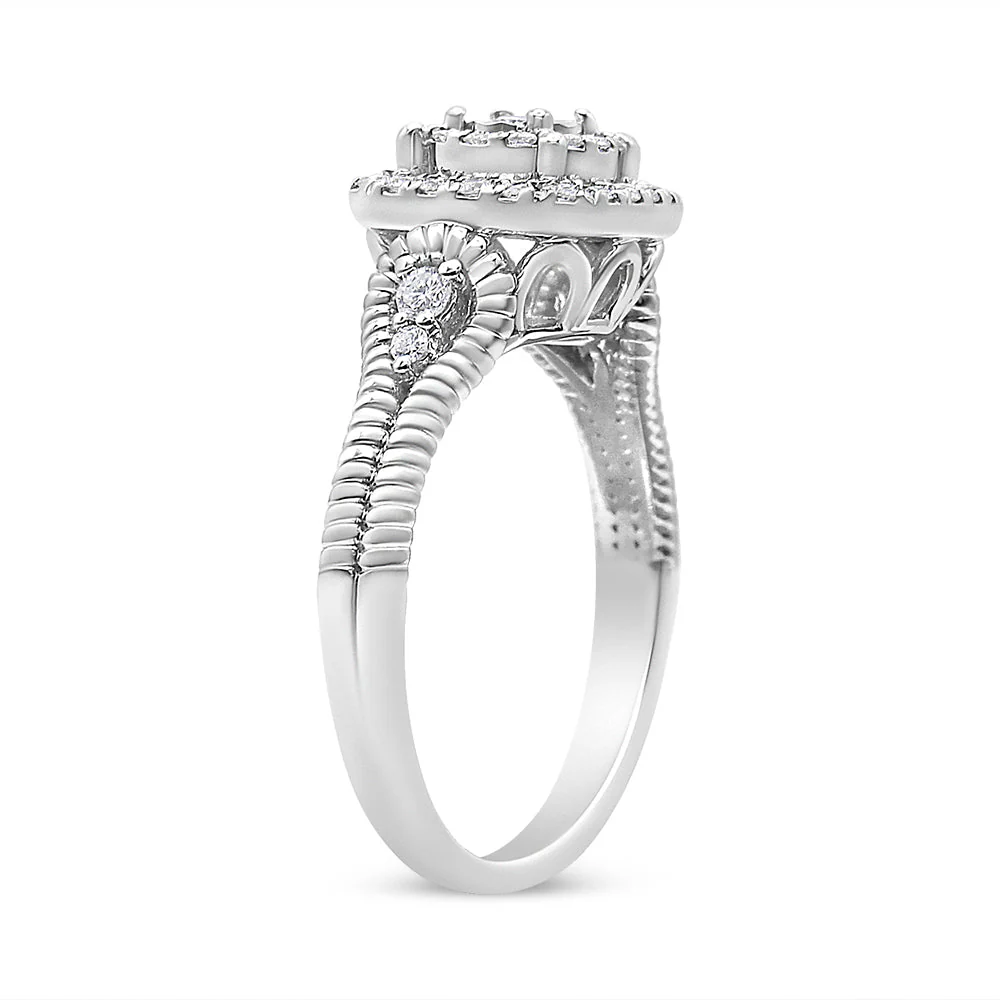 .925 Sterling Silver 1/3 Cttw Miracle Set Round-Cut Diamond Cocktail Ring (H-I Color, I1-I2 Clarity) by Infinite Jewels - Image 4