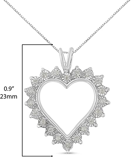 .925 Sterling Silver 1/4 Cttw Miracle Set Diamond Open Heart 18" Pendant Necklace (I-J Color, I3 Clarity) by Haus of Brilliance - Image 5