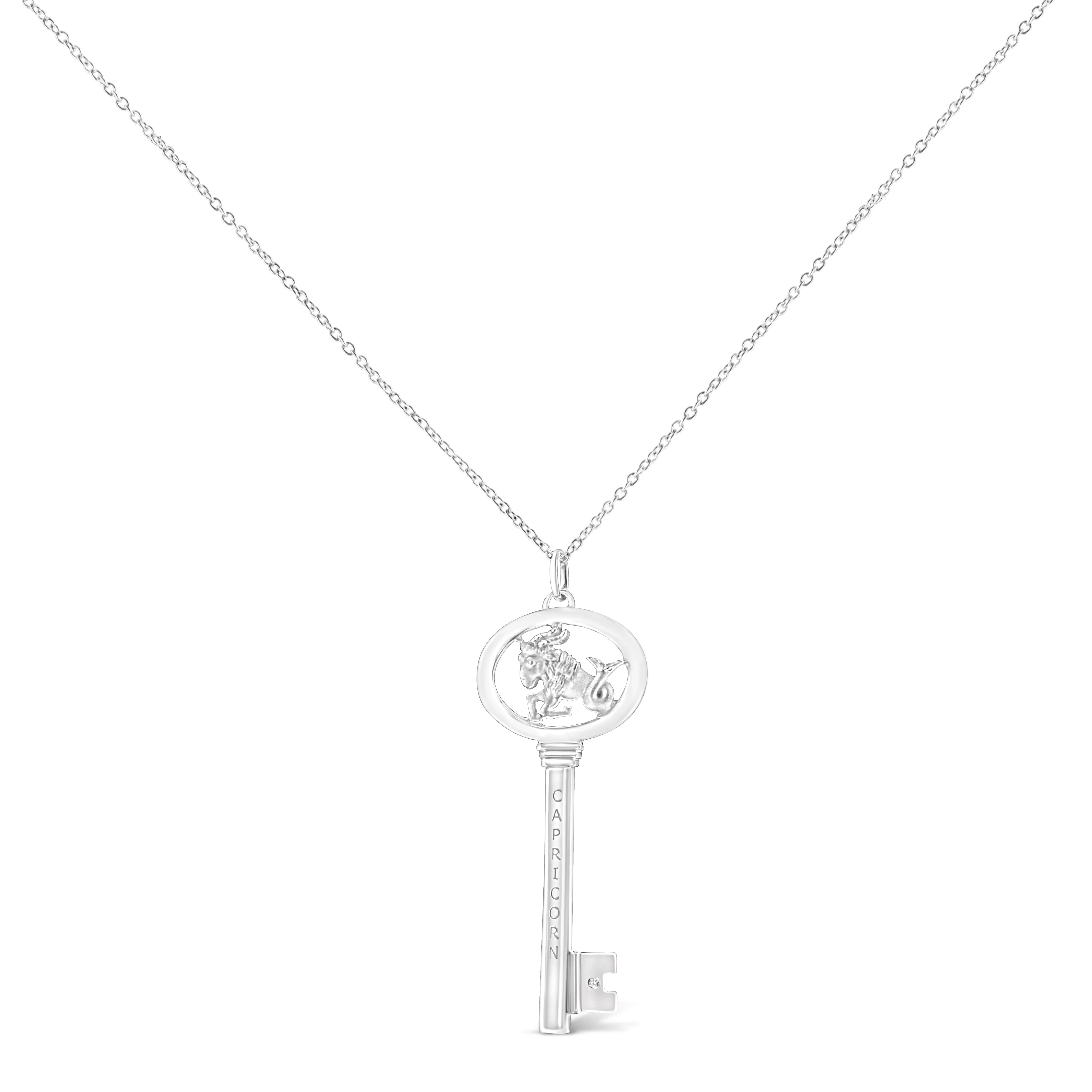 .925 Sterling Silver Diamond Accent Zodiac Key 18" Pendant Necklace (K-L Color, I1-I2 Clarity) by Haus of Brilliance - Image 15