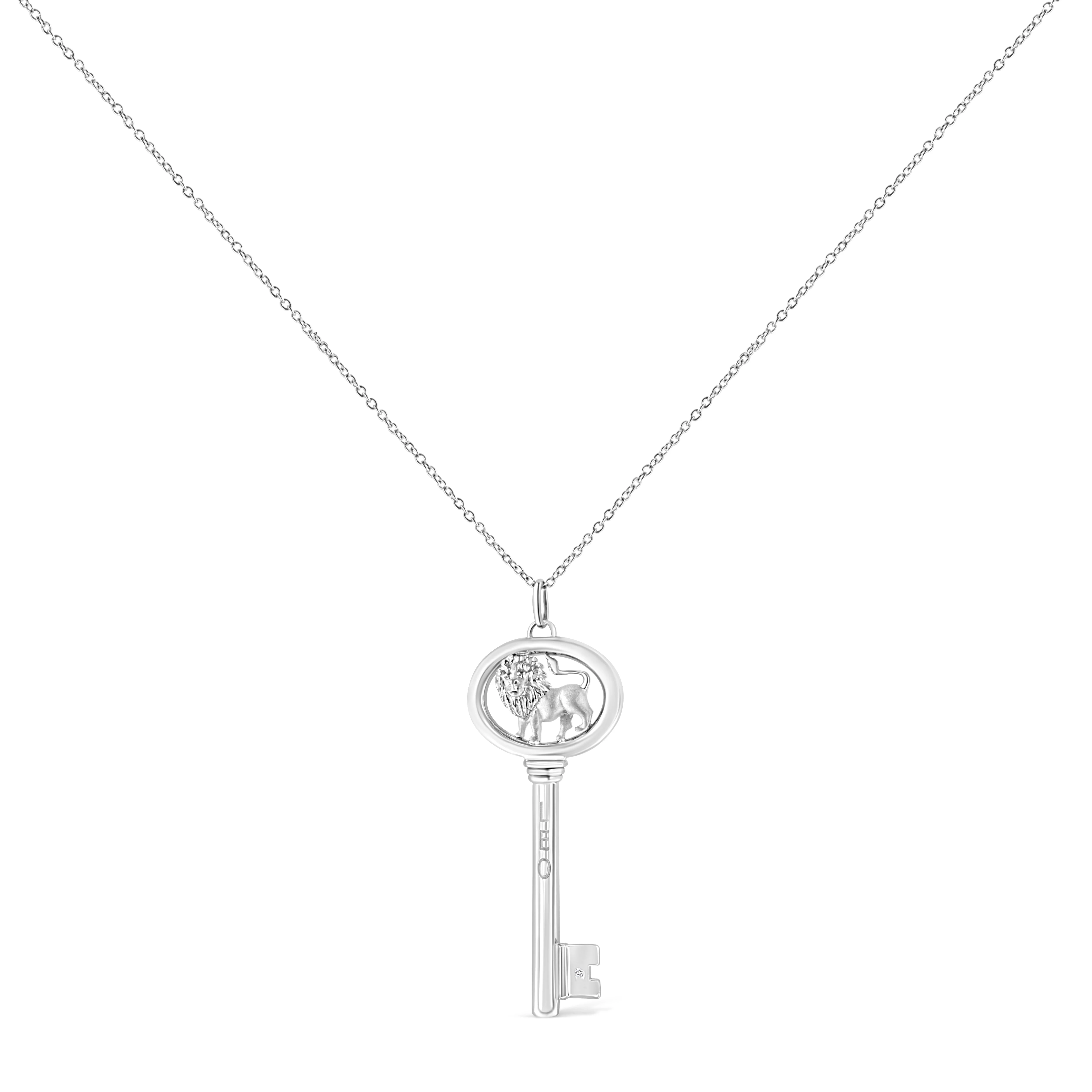 .925 Sterling Silver Diamond Accent Zodiac Key 18" Pendant Necklace (K-L Color, I1-I2 Clarity) by Haus of Brilliance - Image 17