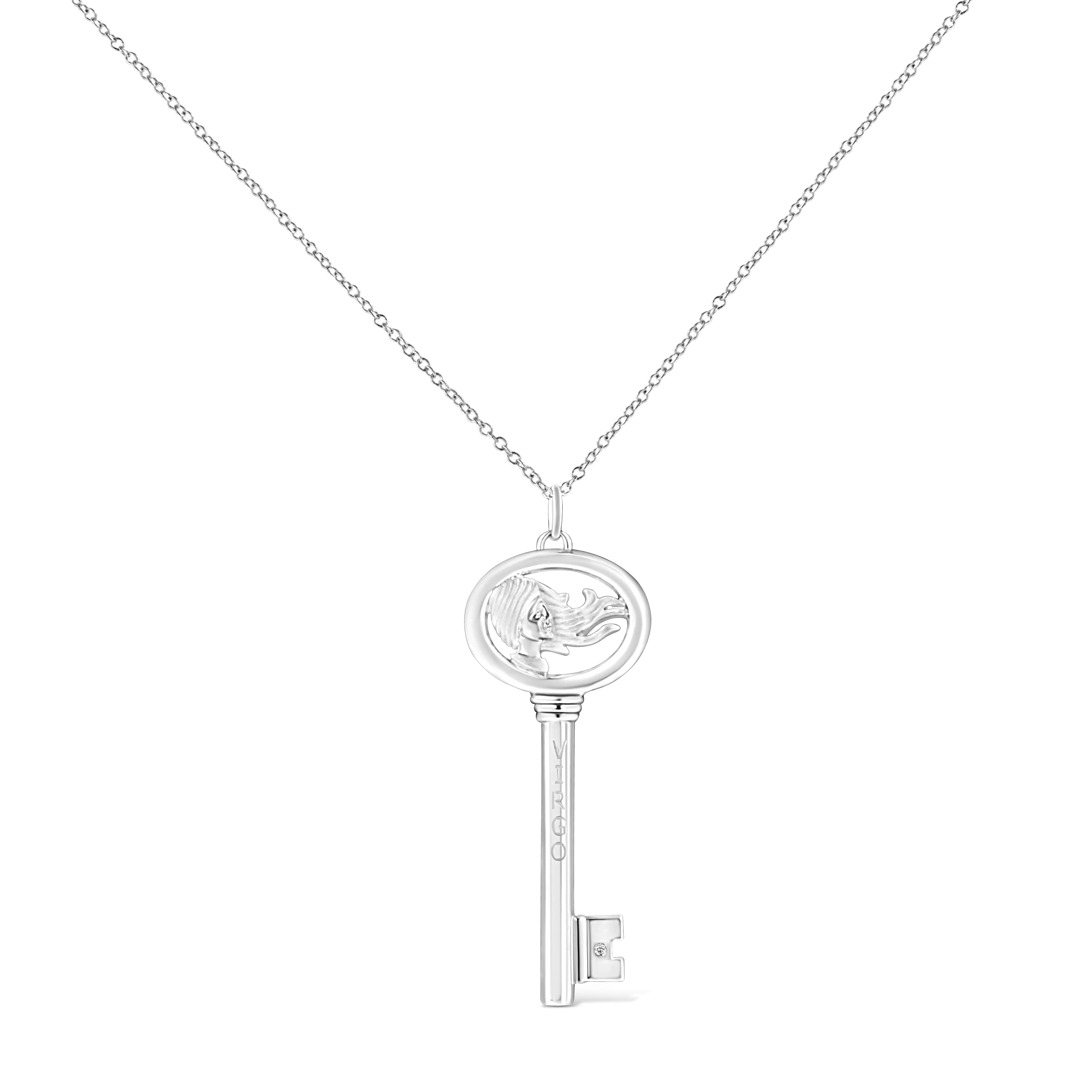 .925 Sterling Silver Diamond Accent Zodiac Key 18" Pendant Necklace (K-L Color, I1-I2 Clarity) by Haus of Brilliance - Image 22