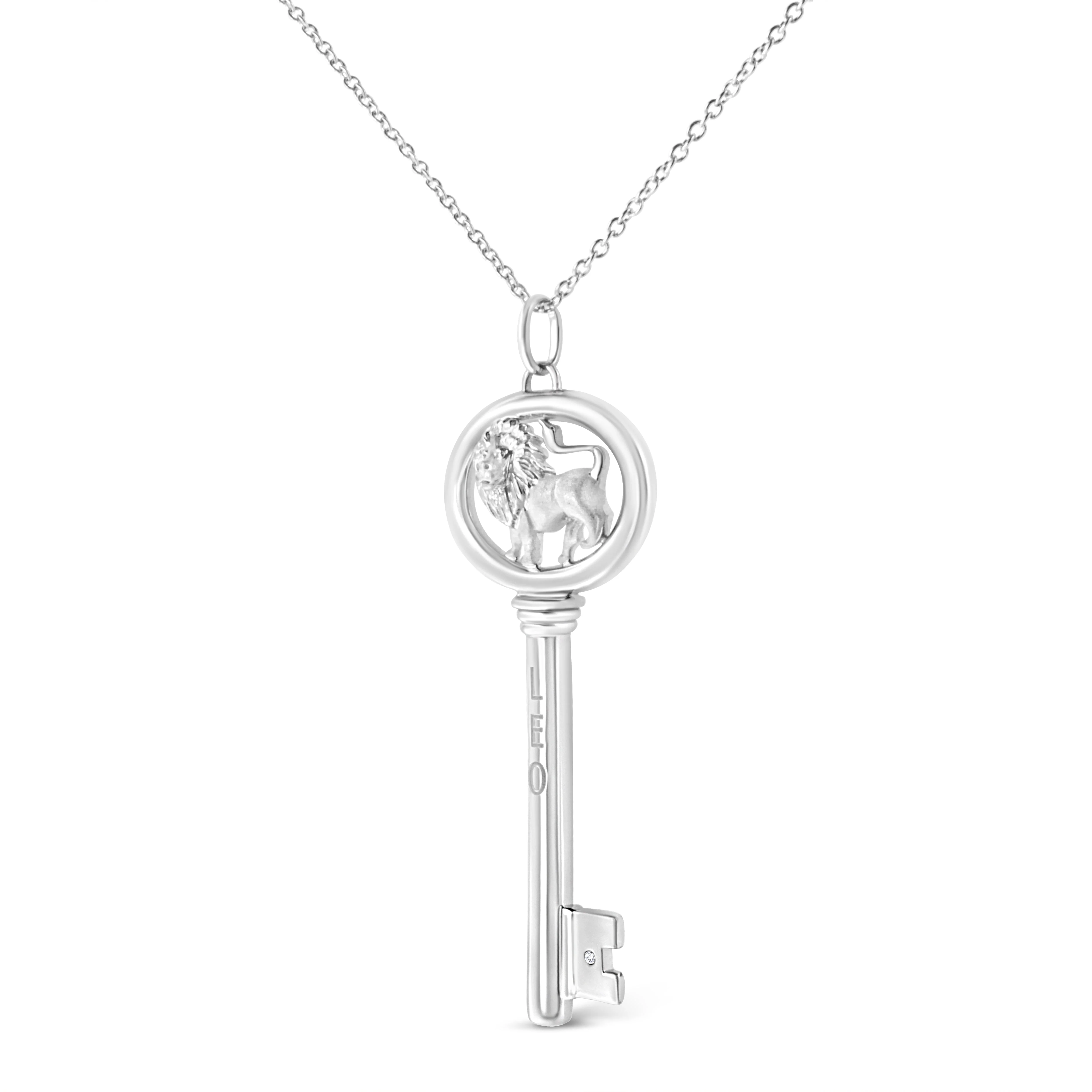 .925 Sterling Silver Diamond Accent Zodiac Key 18" Pendant Necklace (K-L Color, I1-I2 Clarity) by Haus of Brilliance - Image 28
