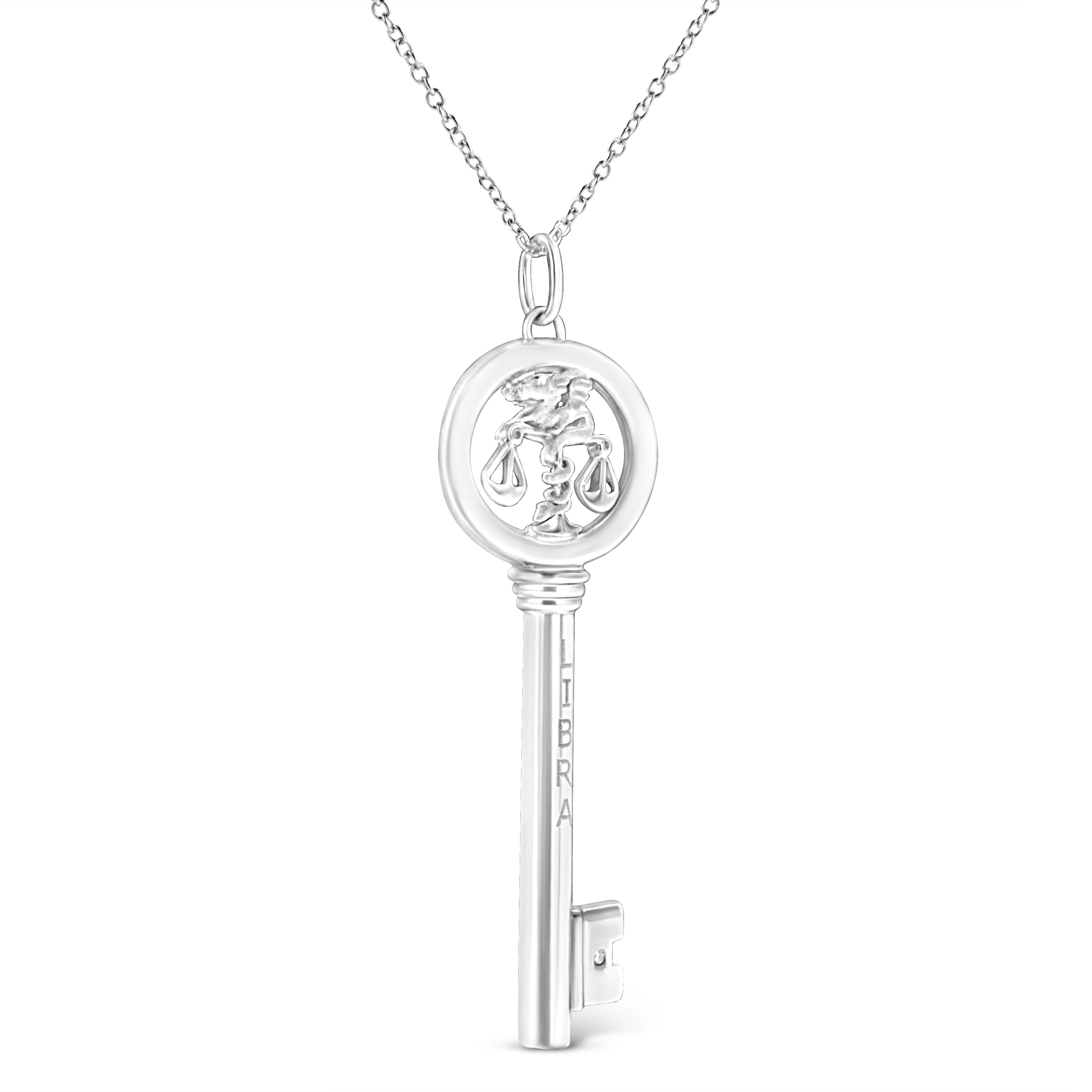 .925 Sterling Silver Diamond Accent Zodiac Key 18" Pendant Necklace (K-L Color, I1-I2 Clarity) by Haus of Brilliance - Image 29