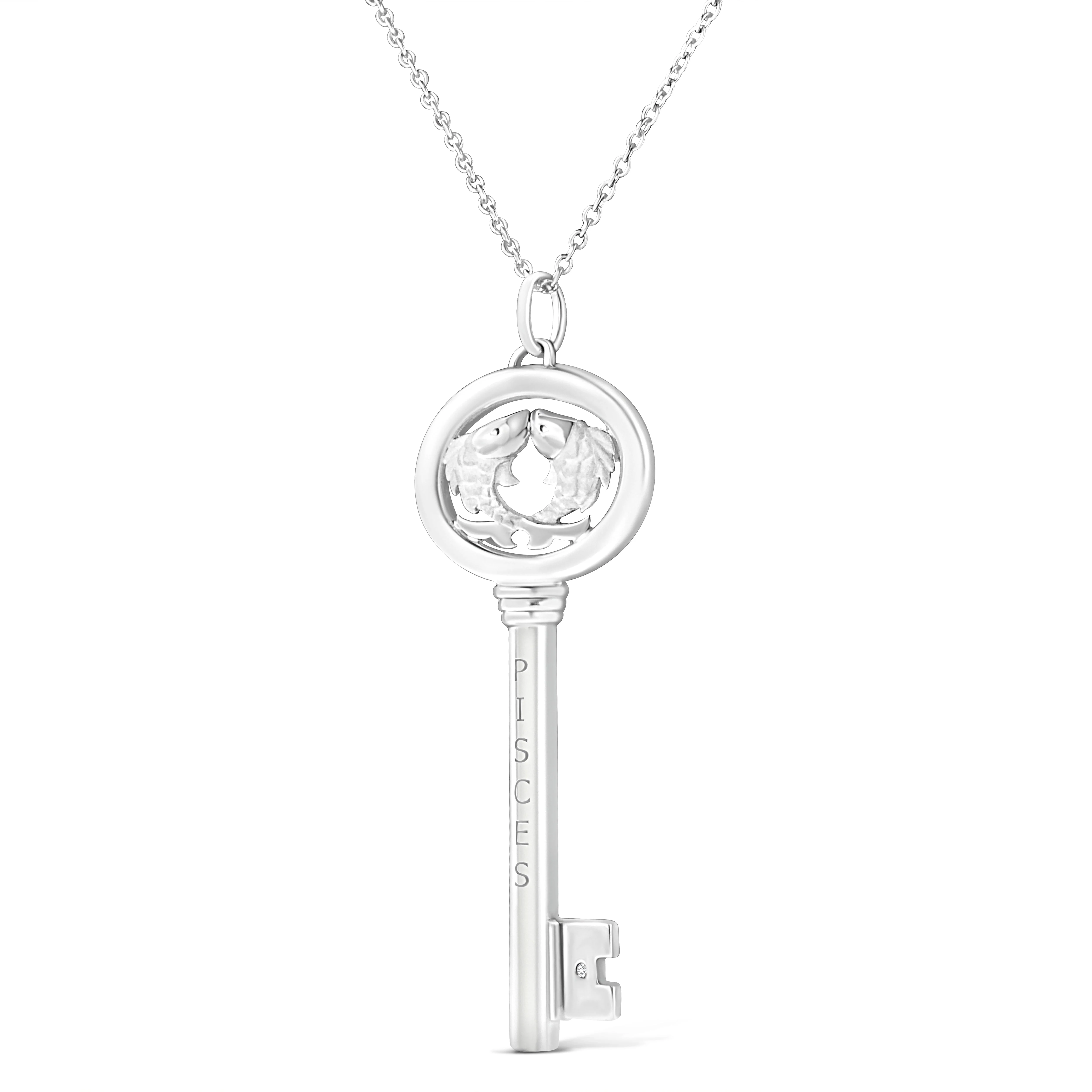 .925 Sterling Silver Diamond Accent Zodiac Key 18" Pendant Necklace (K-L Color, I1-I2 Clarity) by Haus of Brilliance - Image 30