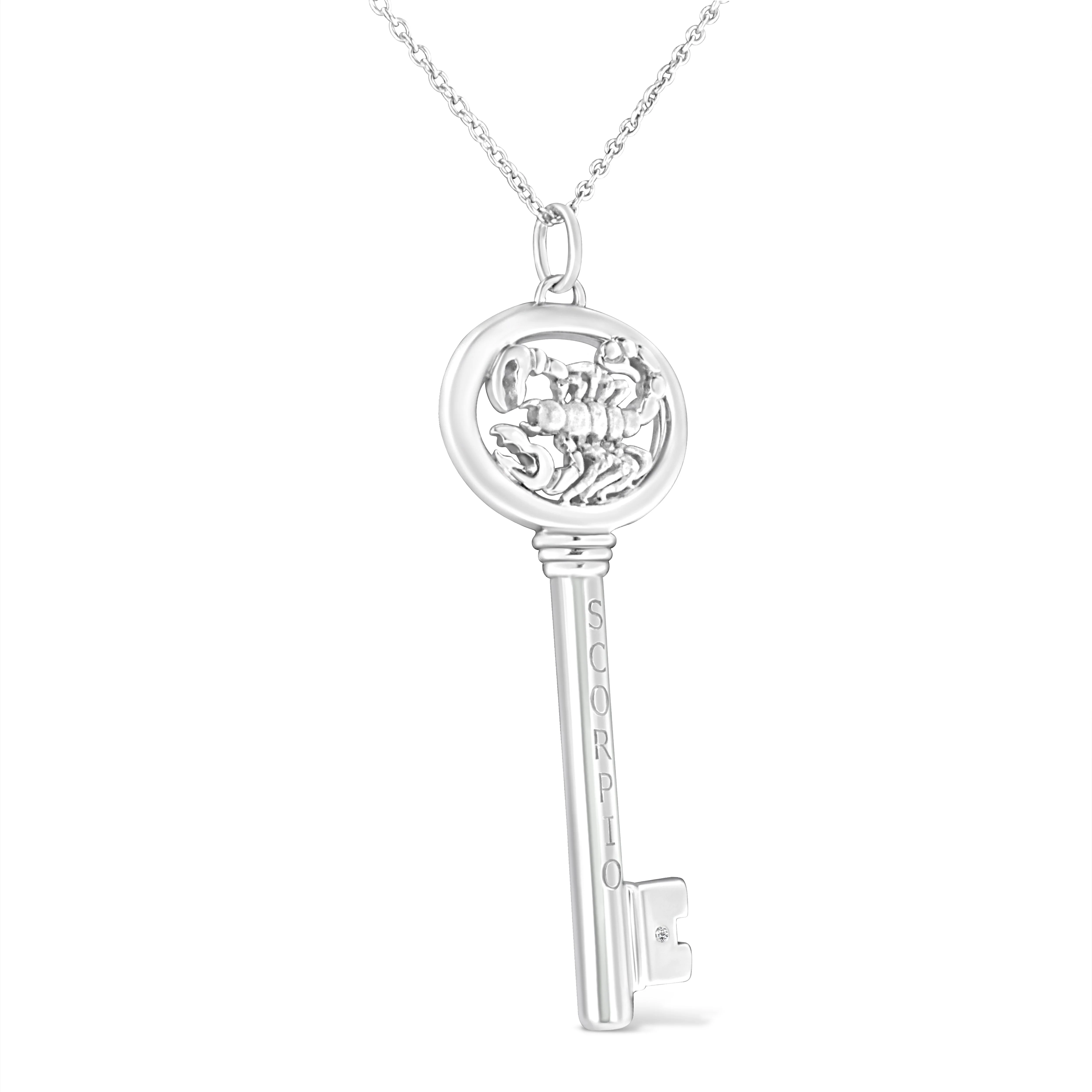 .925 Sterling Silver Diamond Accent Zodiac Key 18" Pendant Necklace (K-L Color, I1-I2 Clarity) by Haus of Brilliance - Image 31