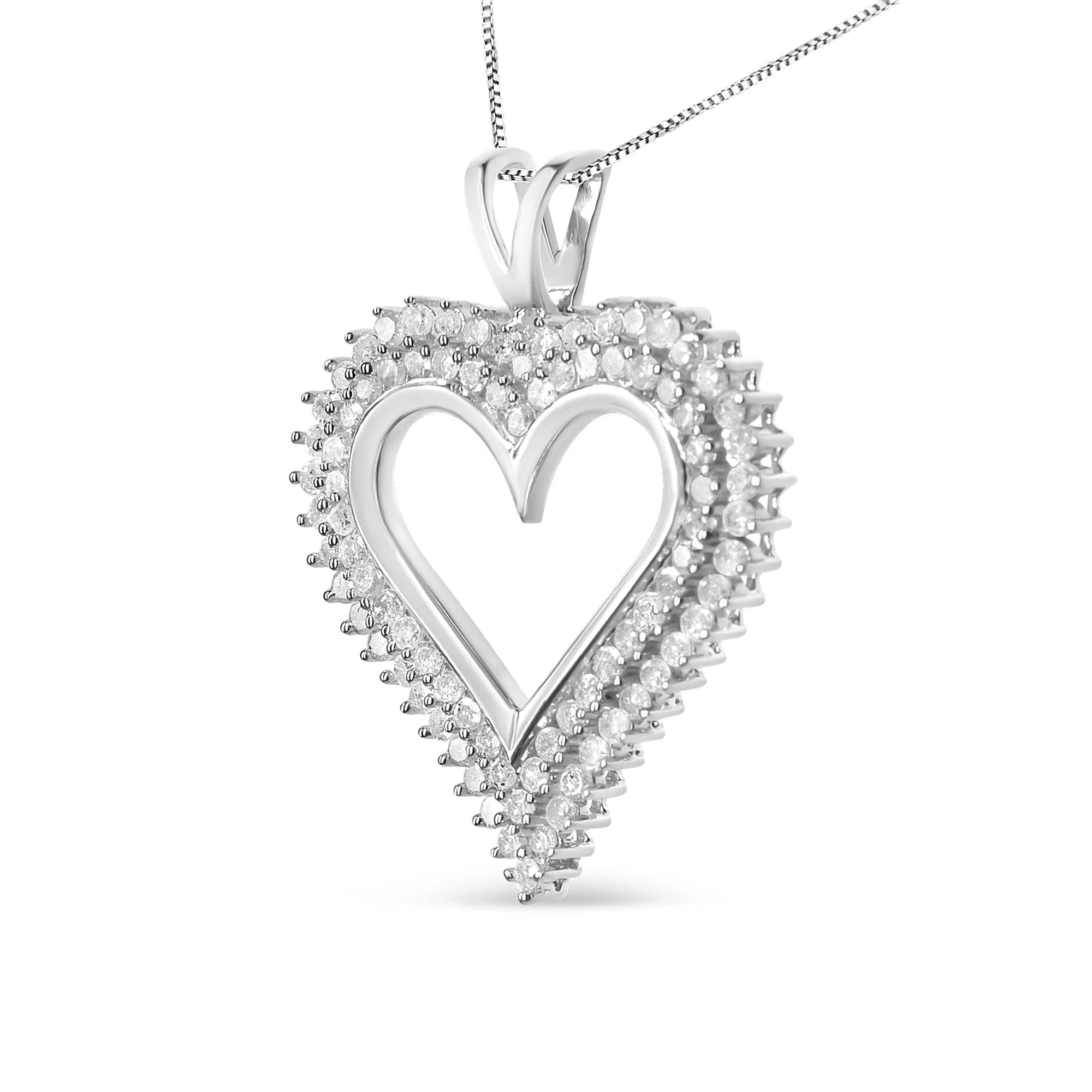 .925 Sterling Silver Diamond Heart 18" Pendant Necklace (I-J Color, I2-I3 Clarity) by Haus of Brilliance - Image 14