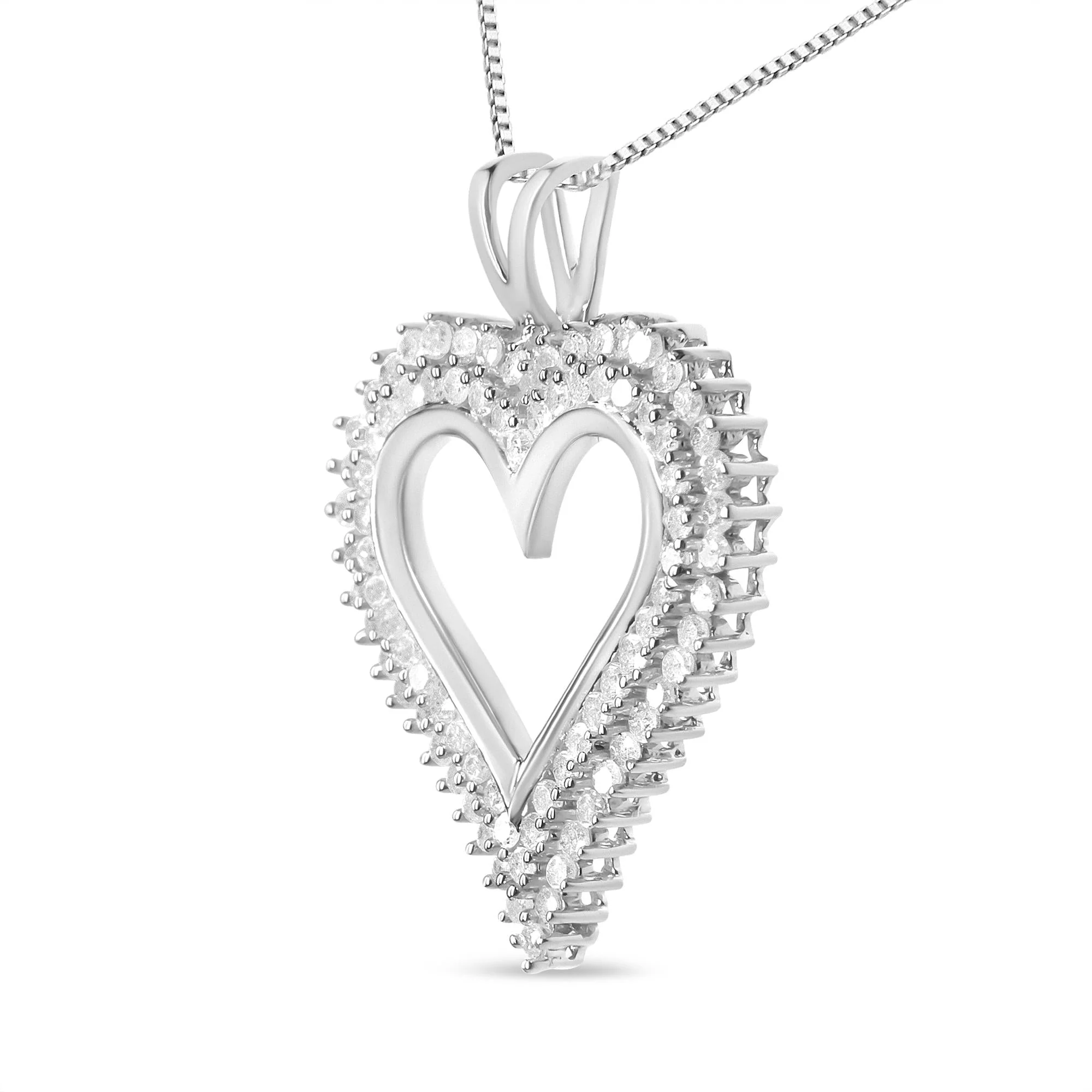 .925 Sterling Silver Diamond Heart 18" Pendant Necklace (I-J Color, I2-I3 Clarity) by Haus of Brilliance - Image 26