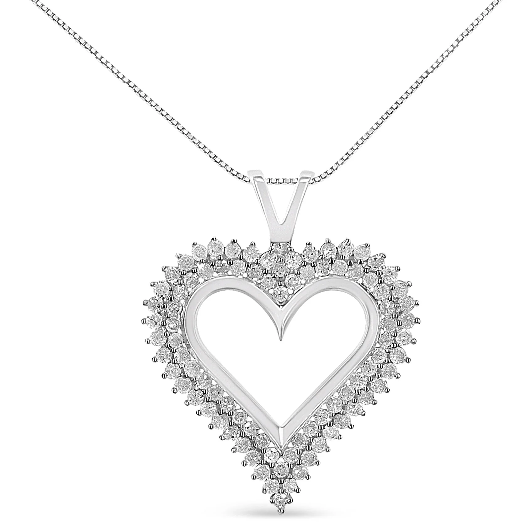 .925 Sterling Silver Diamond Heart 18" Pendant Necklace (I-J Color, I2-I3 Clarity) by Haus of Brilliance - Image 5