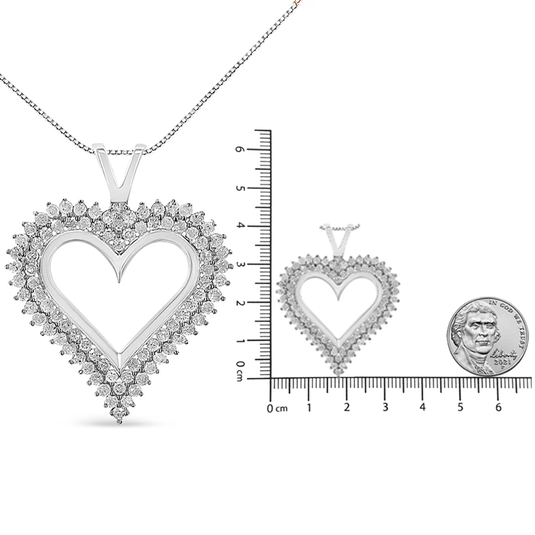 .925 Sterling Silver Diamond Heart 18" Pendant Necklace (I-J Color, I2-I3 Clarity) by Haus of Brilliance - Image 68