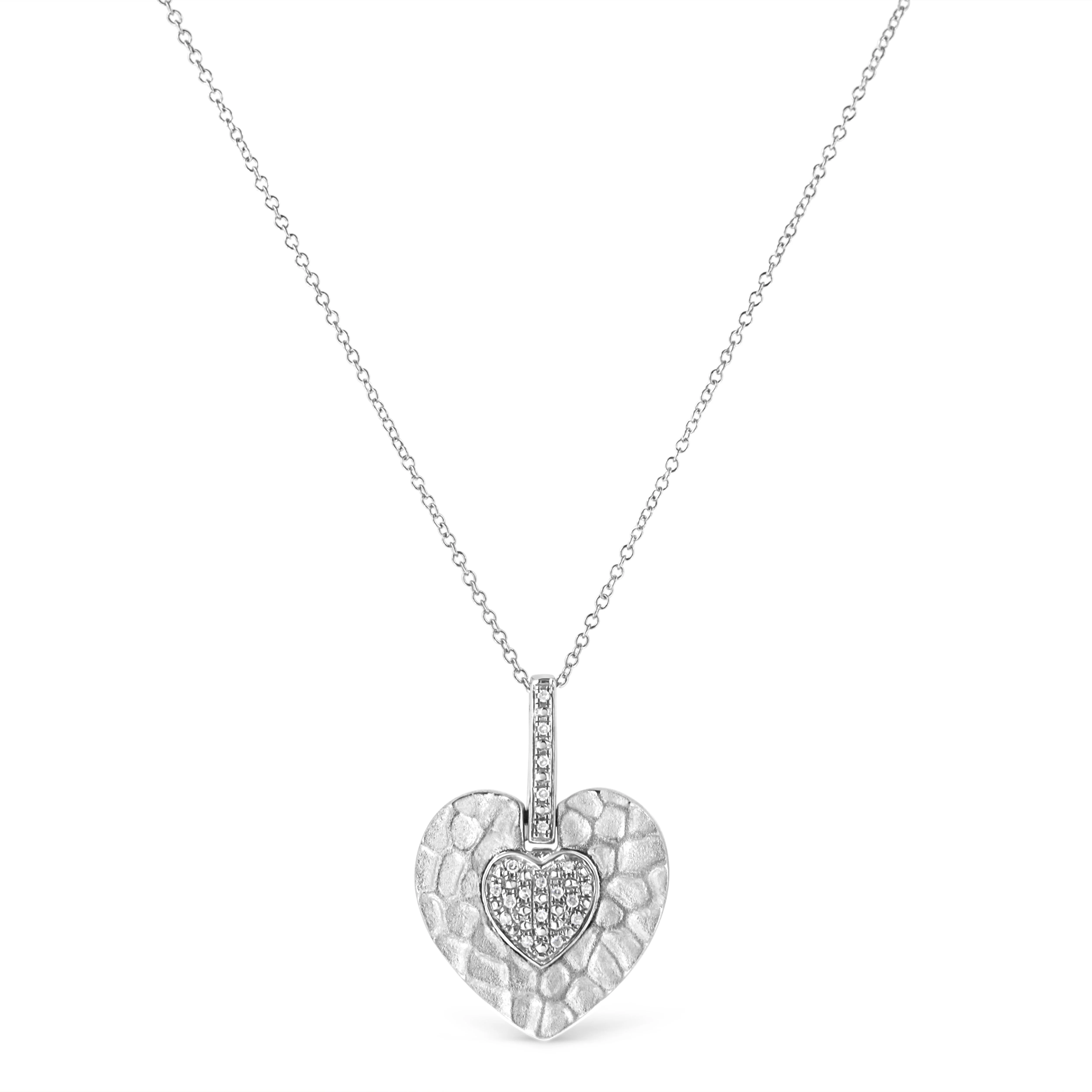.925 Sterling Silver Pave-Set Diamond Accent Heart Shape 18" Pendant Necklace (I-J Color, I1-I2 Clarity) by Infinite Jewels - Image 2