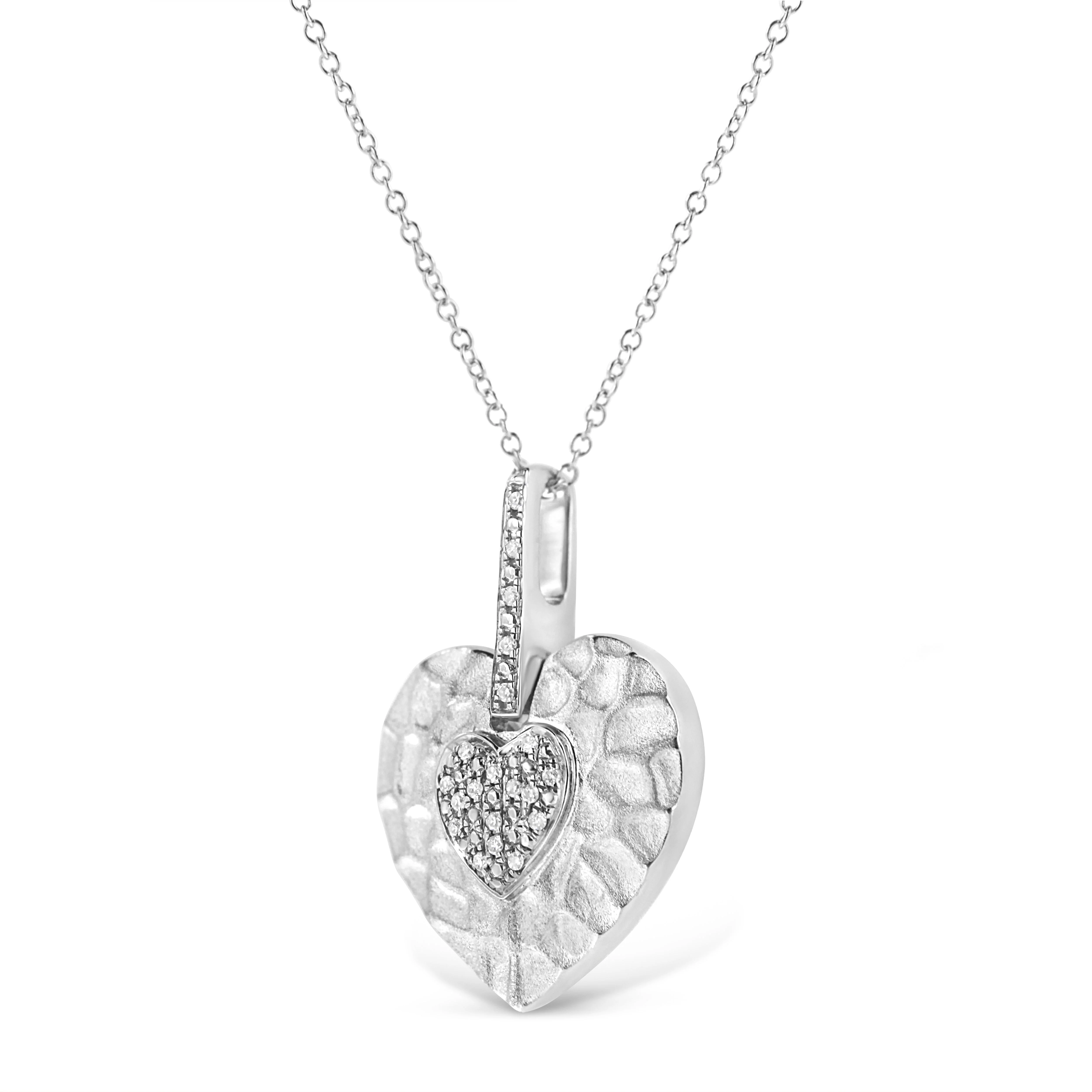 .925 Sterling Silver Pave-Set Diamond Accent Heart Shape 18" Pendant Necklace (I-J Color, I1-I2 Clarity) by Infinite Jewels - Image 3