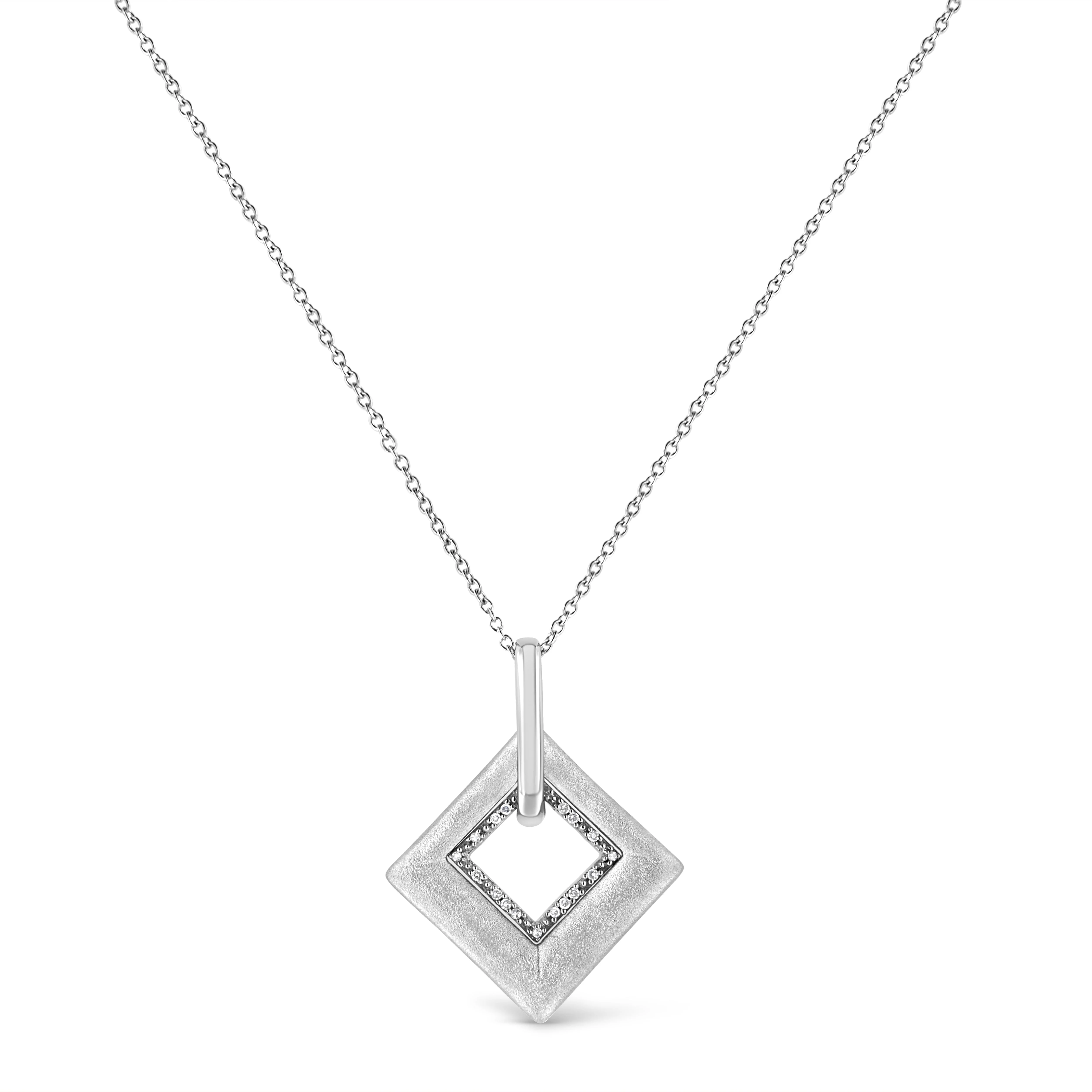 .925 Sterling Silver Pave-Set Diamond Accent Kite Shape 18" Pendant Necklace (I-J Color, I1-I2 Clarity) by Infinite Jewels - Image 2