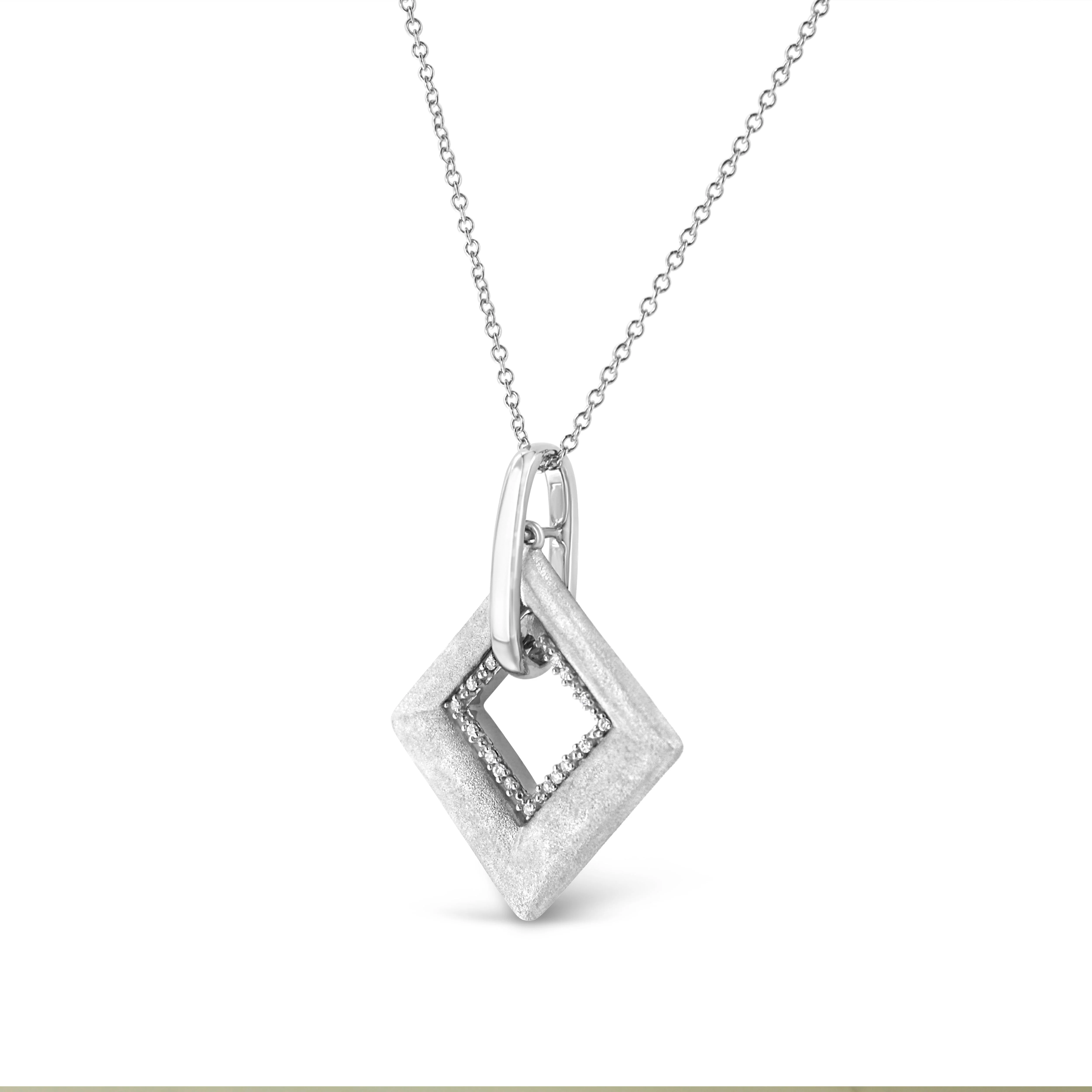 .925 Sterling Silver Pave-Set Diamond Accent Kite Shape 18" Pendant Necklace (I-J Color, I1-I2 Clarity) by Infinite Jewels - Image 3