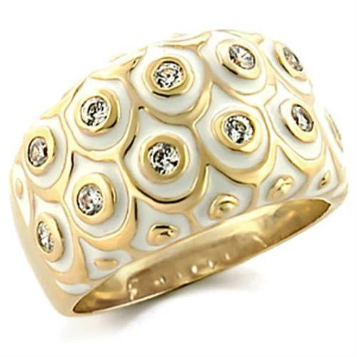 9W164 - Gold Brass Ring with AAA Grade CZ in Clear - Image 3