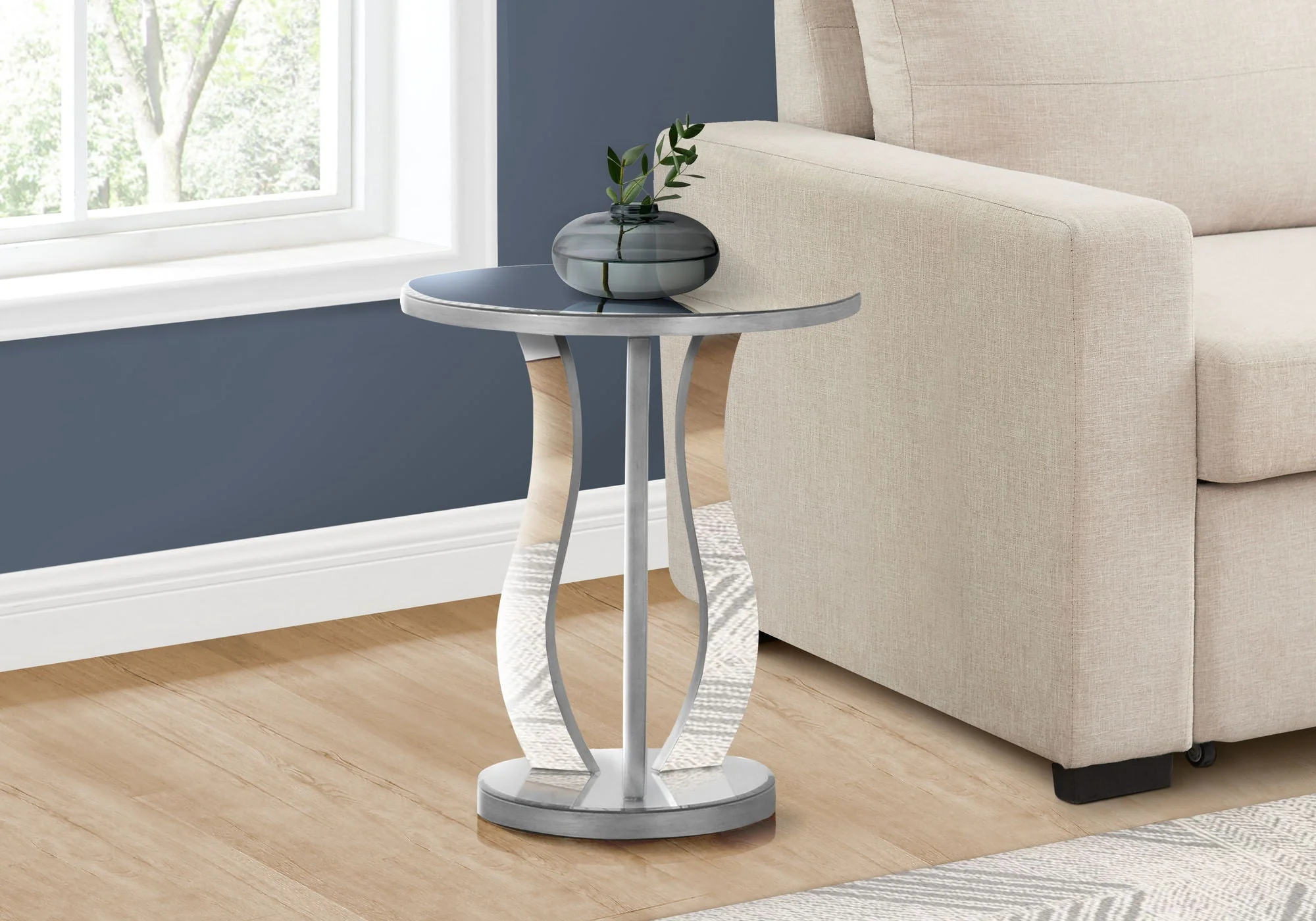 Accent Table, Side Mirror, Transitional - Silver by Couch.com - Image 2