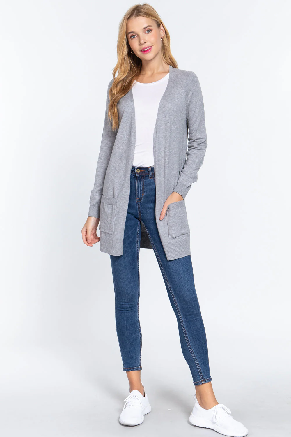 ACTIVE BASIC Open Front Long Sleeve Cardigan - Image 4