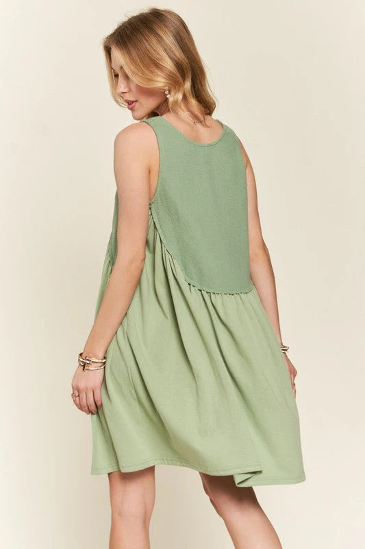 ADORA Decorative Button Sleeveless Babydoll Dress - Image 4