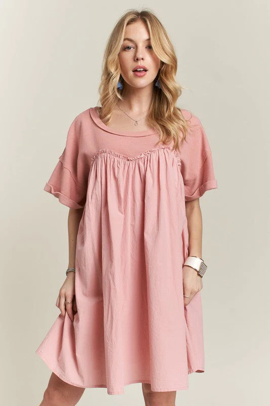 ADORA Round Neck Half Sleeve Babydoll Dress - Image 3