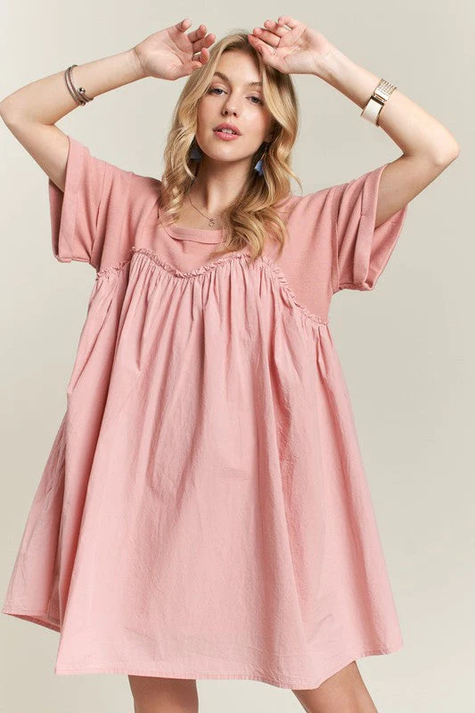 ADORA Round Neck Half Sleeve Babydoll Dress - Image 4