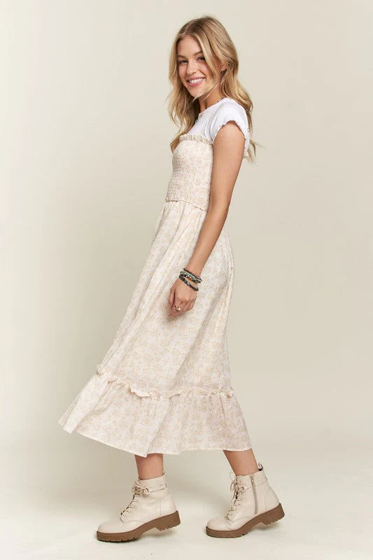 ADORA Smocked Floral Ruffled Hem Cami Dress - Image 3