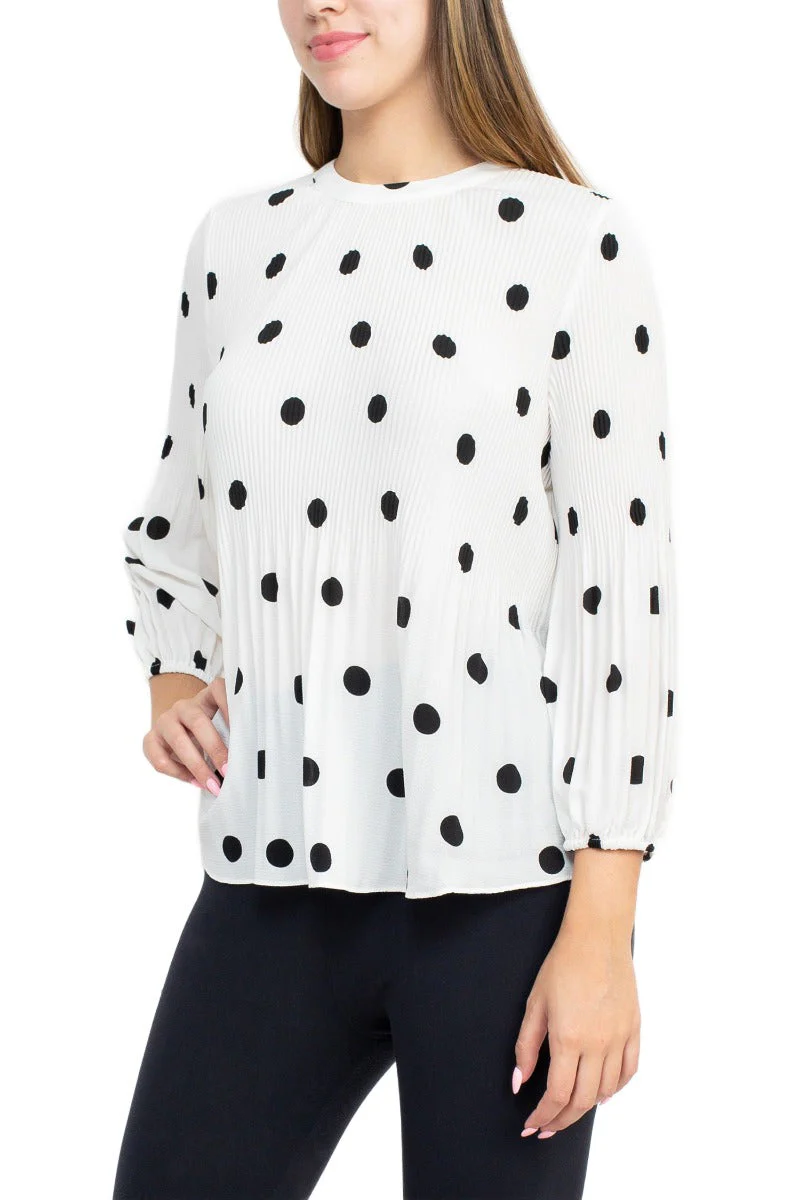 Adrianna Papell Crew Neck 3/4 Sleeve Keyhole Back Ruched Waist Multi Print Woven Top by Curated Brands - Image 11