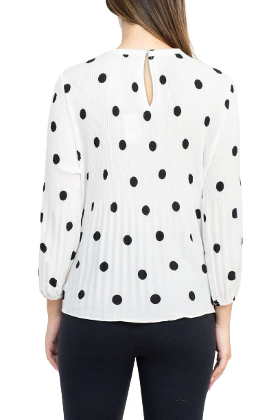 Adrianna Papell Crew Neck 3/4 Sleeve Keyhole Back Ruched Waist Multi Print Woven Top by Curated Brands - Image 12