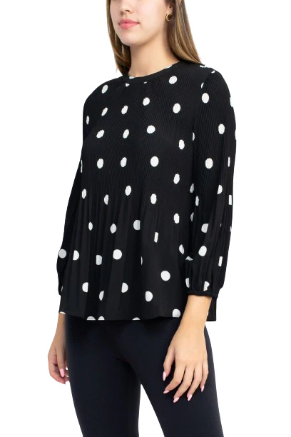 Adrianna Papell Crew Neck 3/4 Sleeve Keyhole Back Ruched Waist Multi Print Woven Top by Curated Brands - Image 6