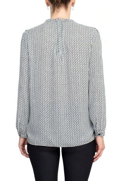 Adrianna Papell Crew Neck Long Sleeves Button Detail Woven Top by Curated Brands - Image 11