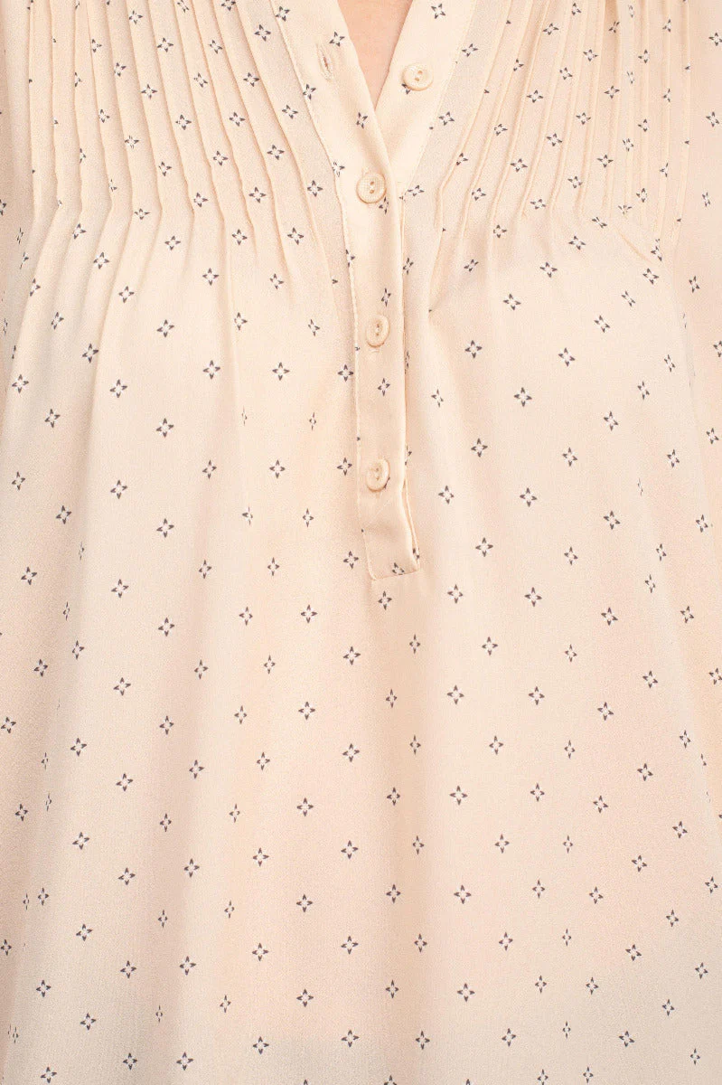 Adrianna Papell Crew Neck Long Sleeves Button Detail Woven Top by Curated Brands - Image 4