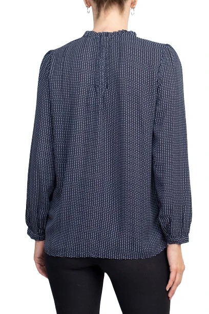 Adrianna Papell Crew Neck Long Sleeves Button Detail Woven Top by Curated Brands - Image 6
