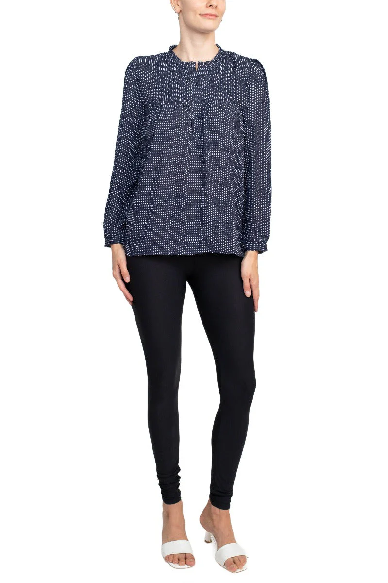 Adrianna Papell Crew Neck Long Sleeves Button Detail Woven Top by Curated Brands - Image 8