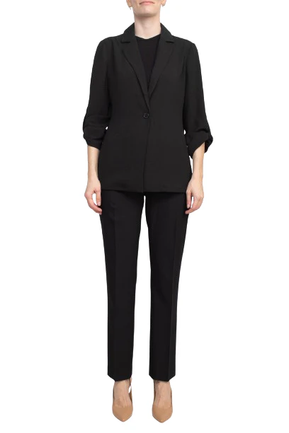 Adrianna Papell Sport Collar Neck One Button 3/4 Sleeve Woven Blazer by Curated Brands - Image 10