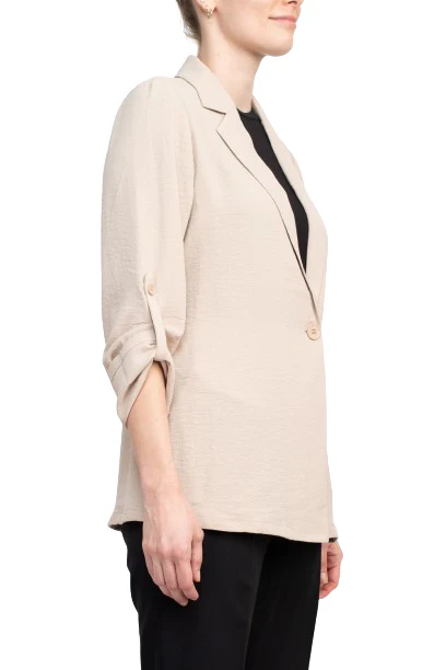 Adrianna Papell Sport Collar Neck One Button 3/4 Sleeve Woven Blazer by Curated Brands - Image 2