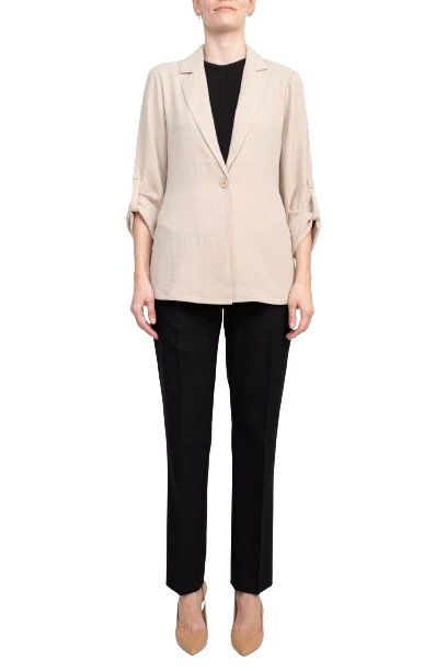 Adrianna Papell Sport Collar Neck One Button 3/4 Sleeve Woven Blazer by Curated Brands - Image 5