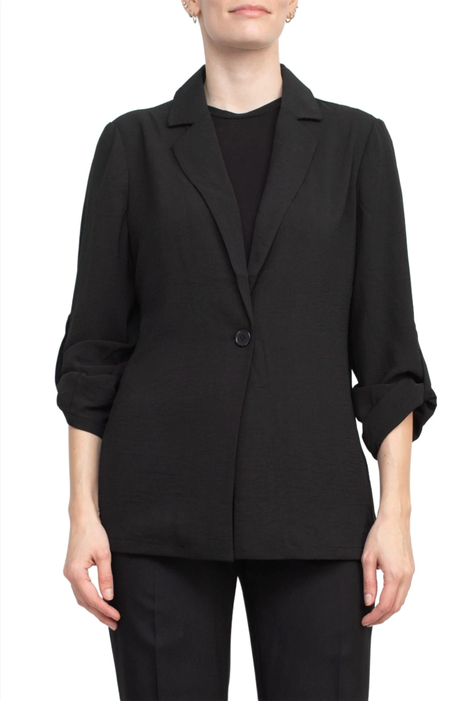 Adrianna Papell Sport Collar Neck One Button 3/4 Sleeve Woven Blazer by Curated Brands - Image 6
