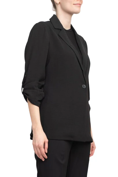 Adrianna Papell Sport Collar Neck One Button 3/4 Sleeve Woven Blazer by Curated Brands - Image 7