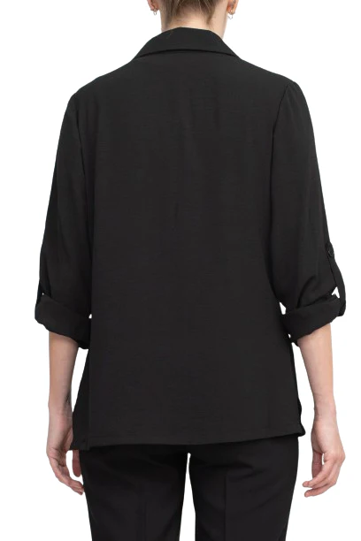 Adrianna Papell Sport Collar Neck One Button 3/4 Sleeve Woven Blazer by Curated Brands - Image 8