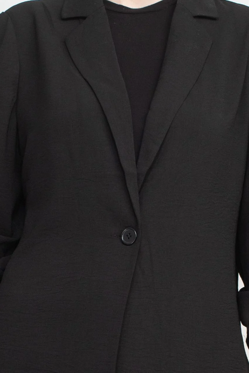 Adrianna Papell Sport Collar Neck One Button 3/4 Sleeve Woven Blazer by Curated Brands - Image 9