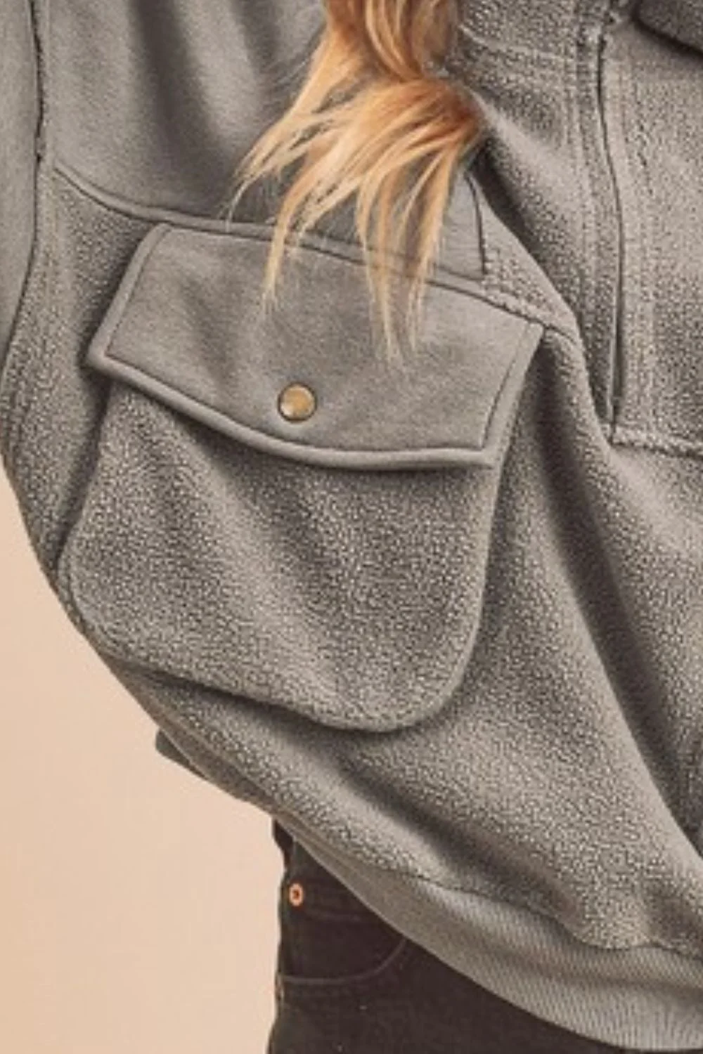 Aemi + Co Exposed Seam Half Zip Sweatshirt with Pockets - Image 3