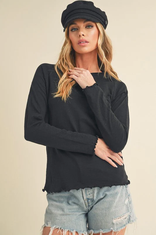 Aemi + Co Lettuce Hemline Round Neck Raglan Sleeve T-Shirt - Image 2