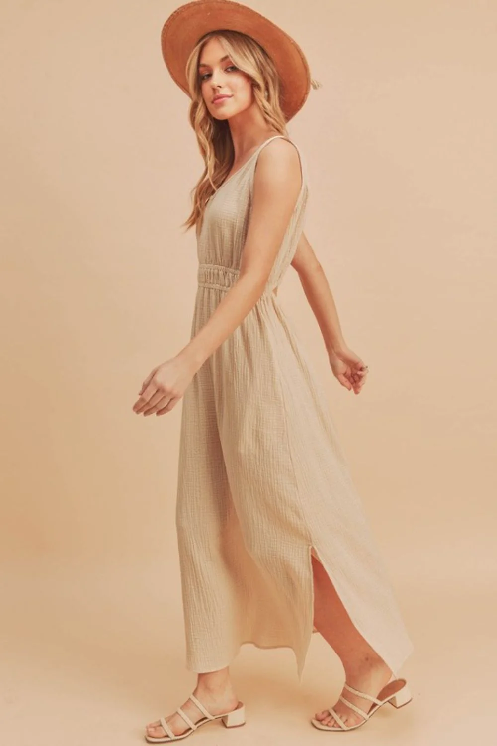 Aemi + Co Side Slit Round Neck Sleeveless Tank Dress - Image 2