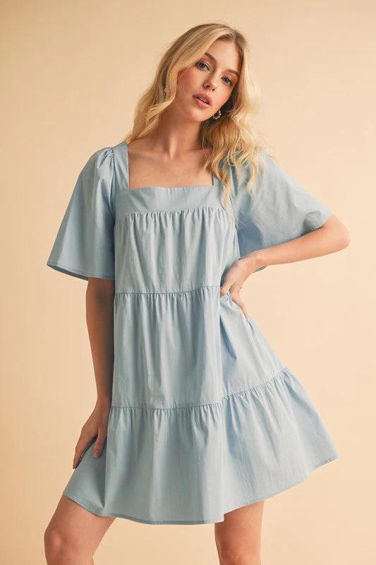 Aemi + Co Square Neck Half Sleeve Tiered Dress - Image 2