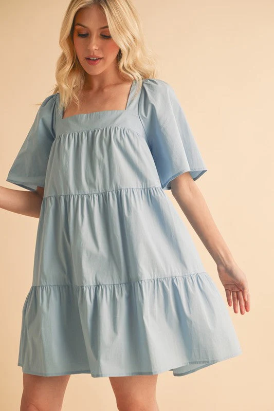 Aemi + Co Square Neck Half Sleeve Tiered Dress - Image 3