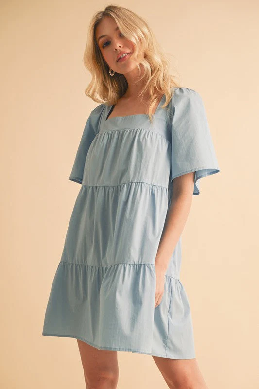 Aemi + Co Square Neck Half Sleeve Tiered Dress - Image 4