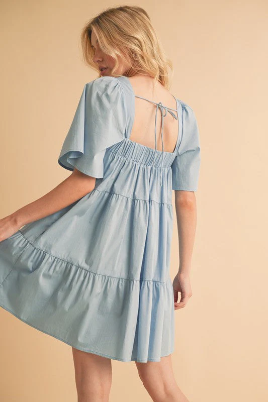 Aemi + Co Square Neck Half Sleeve Tiered Dress - Image 5